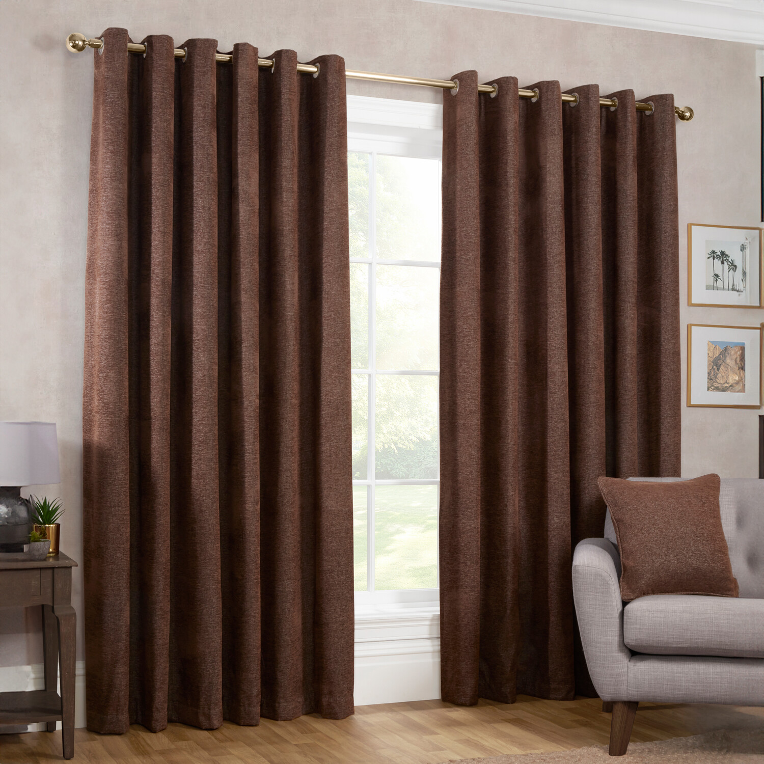 Aspen Eyelet CurtainMocha168cm183cm Image 2