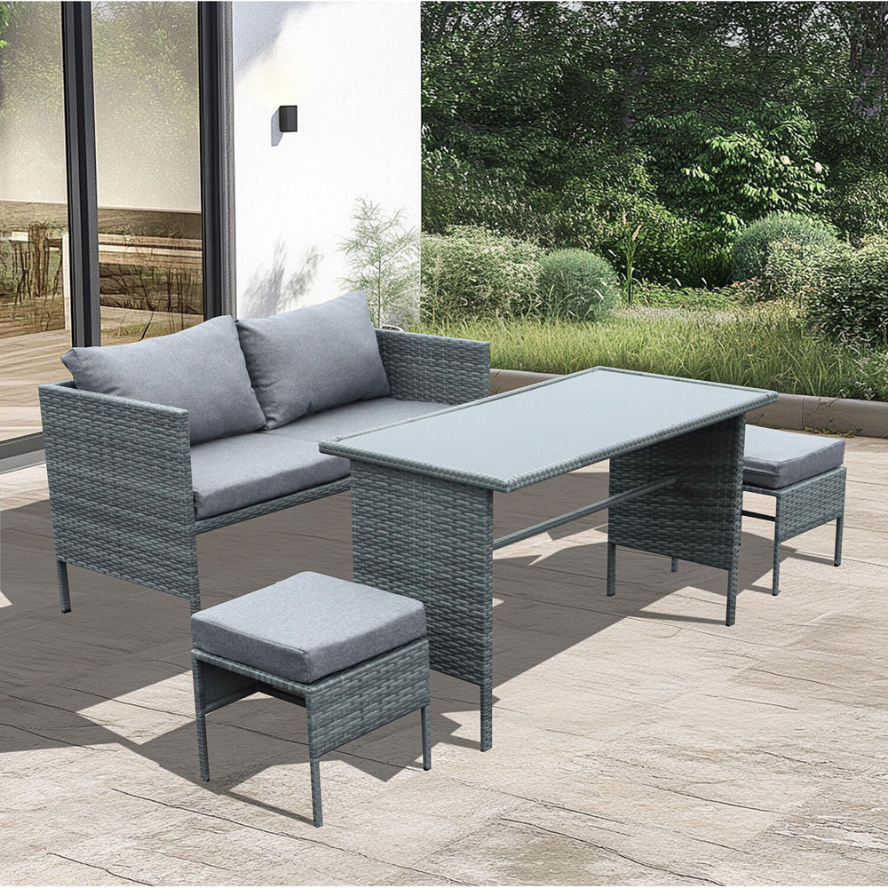 Clara 4 Seater Grey Rattan Sofa Set Image 4
