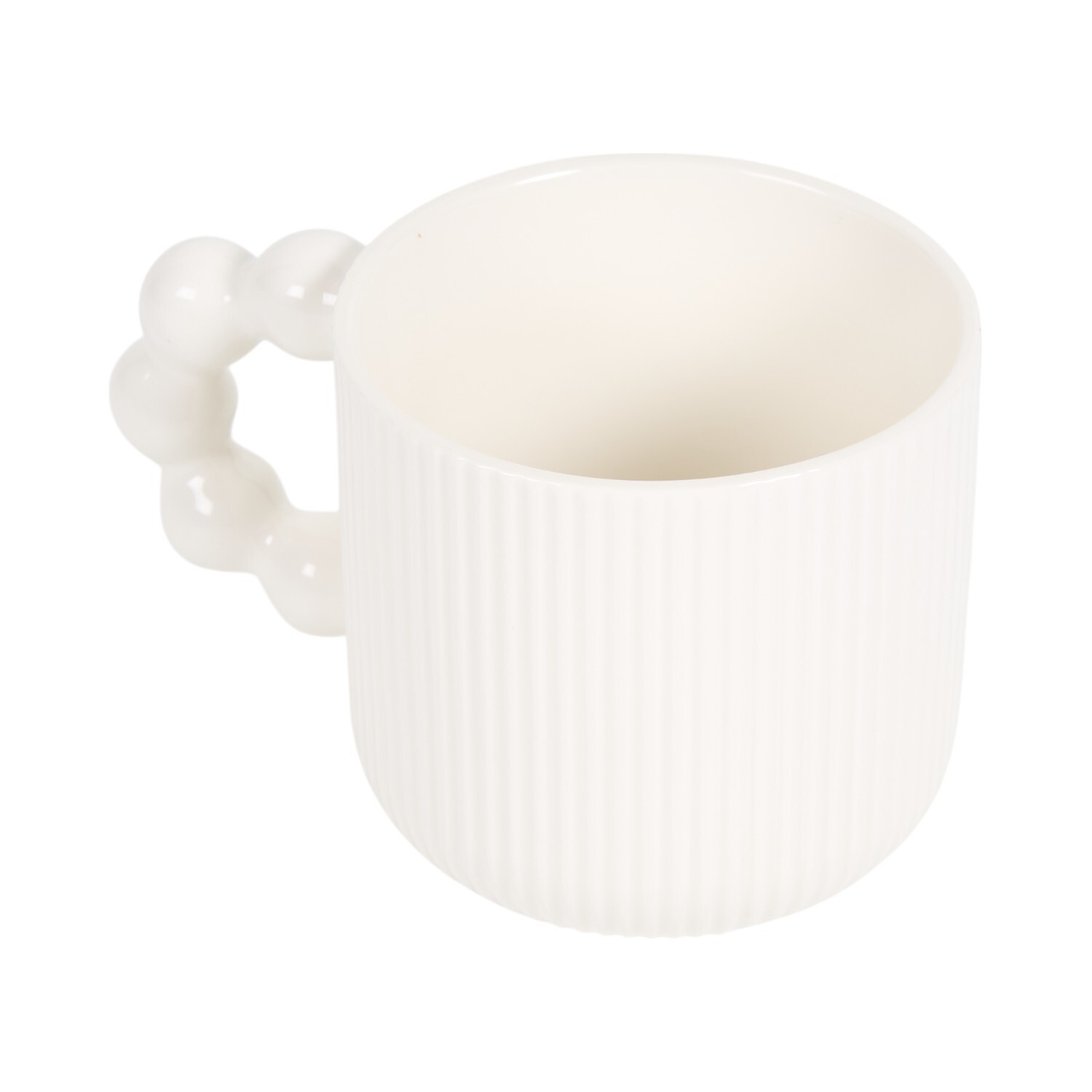 Ribbed Bobble Handle Mug Black or White Image 8