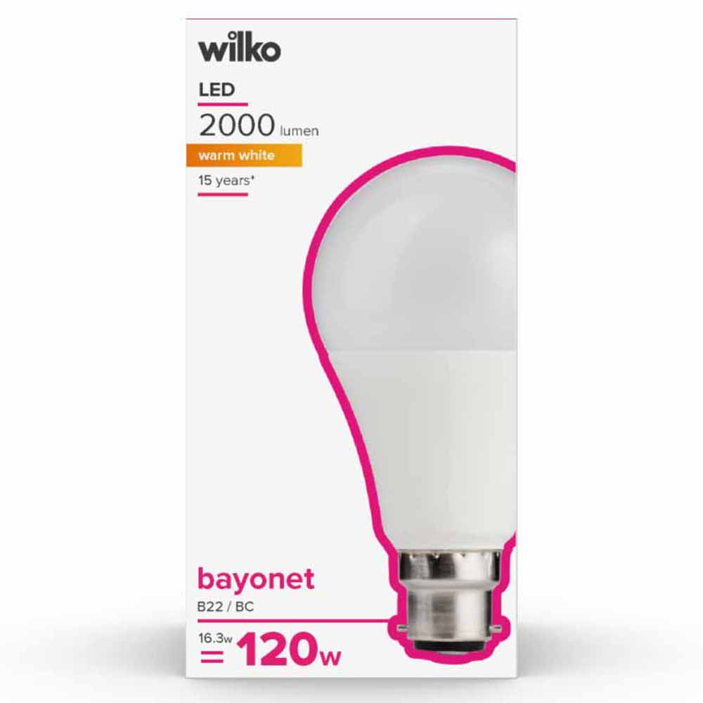 Wilko 1 pack Bayonet B22/BC 2000lm LED Standard Bulb Non Dimmable Image 2