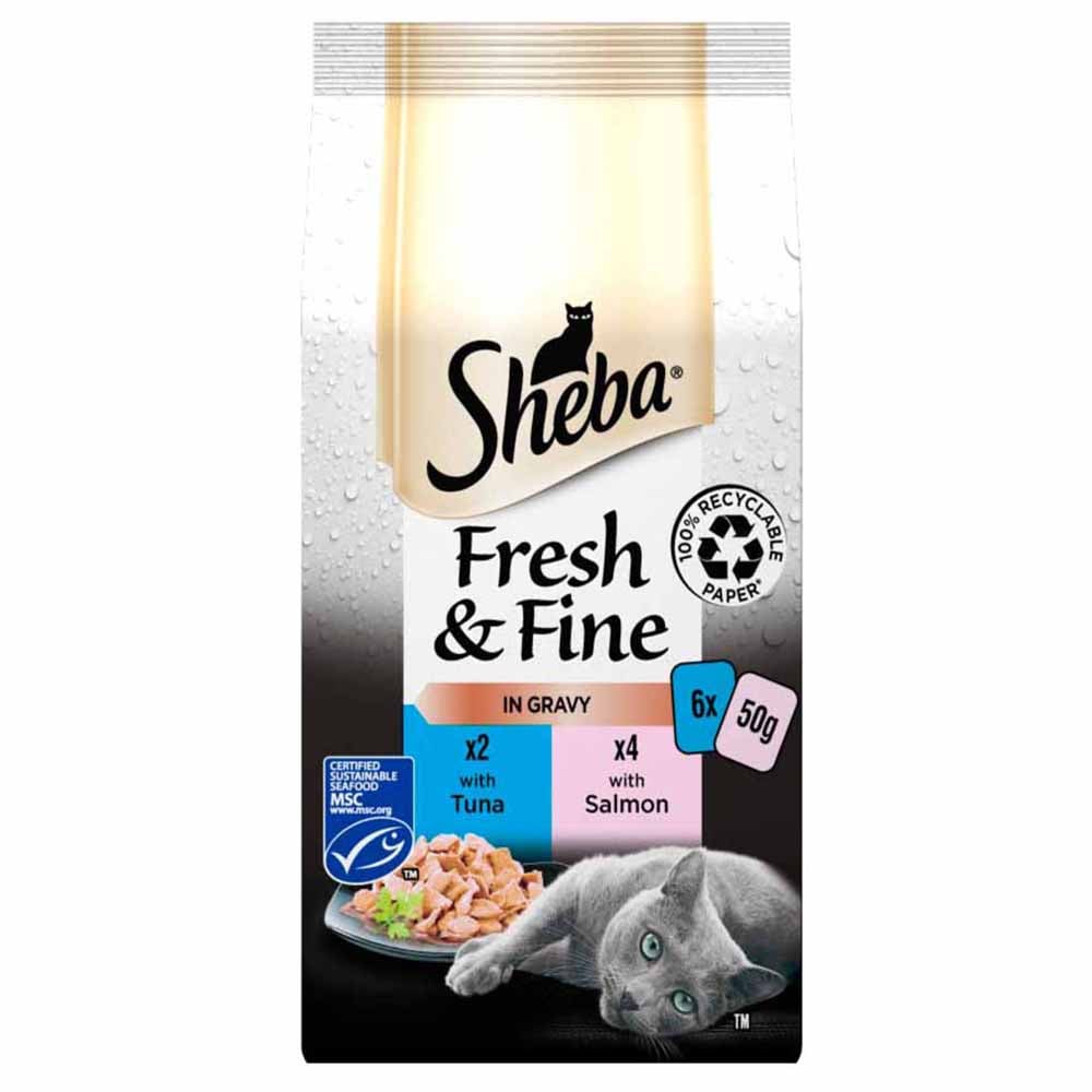 Sheba Fresh and Fine Salmon and Tuna in Gravy Adult Wet Cat Food Pouch 50g Case of 8 x 6 Pack Image 3