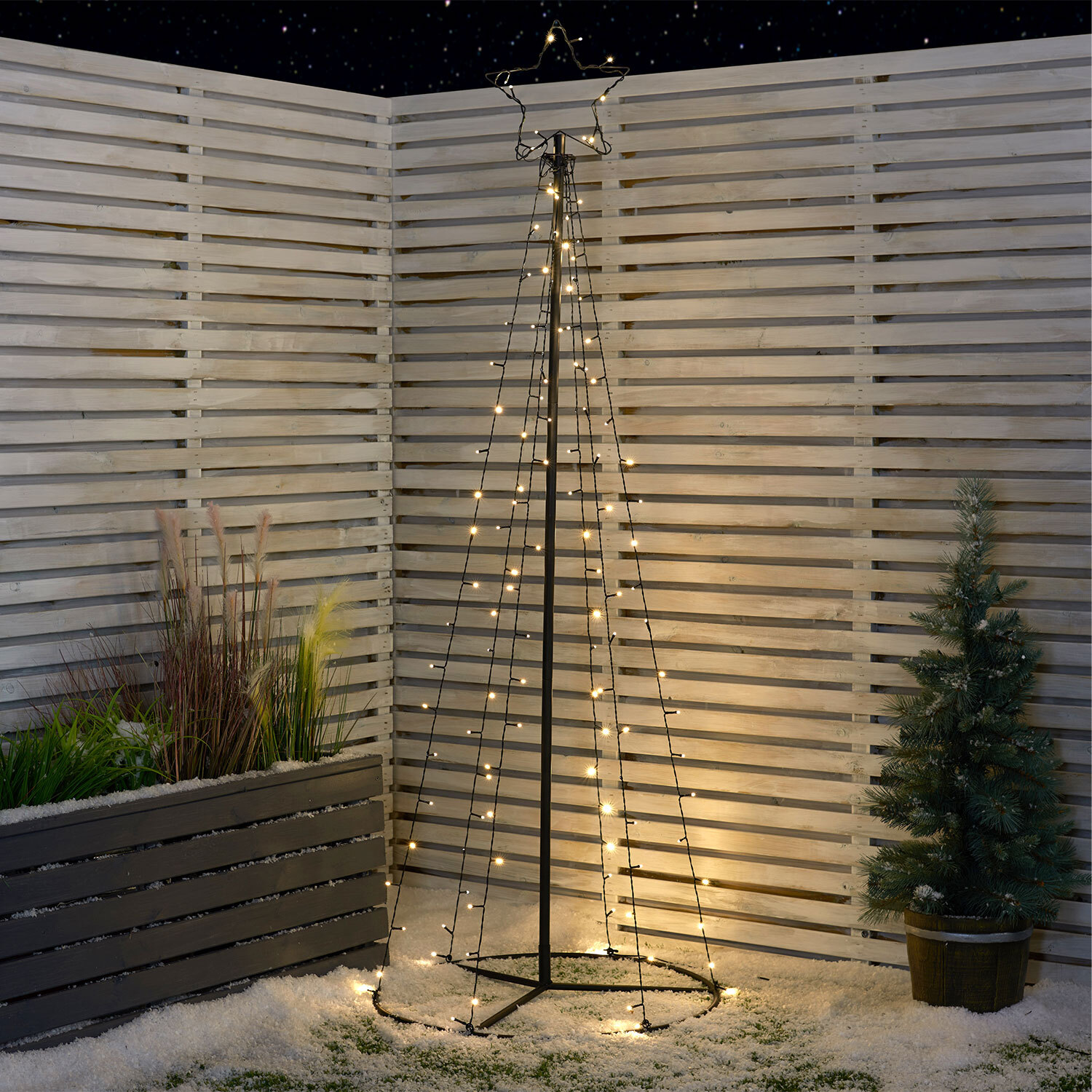 Winter Wonderland LED Metal Tree with Star 5.9ft Image 1