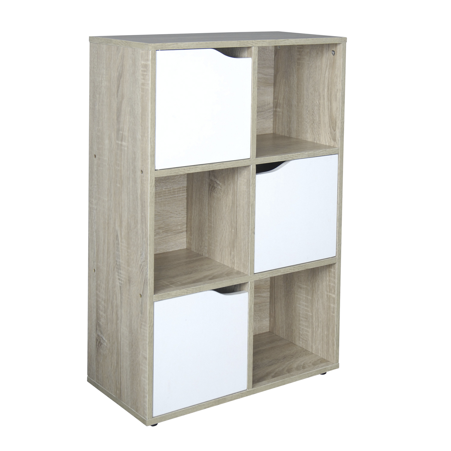 Saturn 6 Compartment Brown and White Cube Storage Shelving Unit Image 1