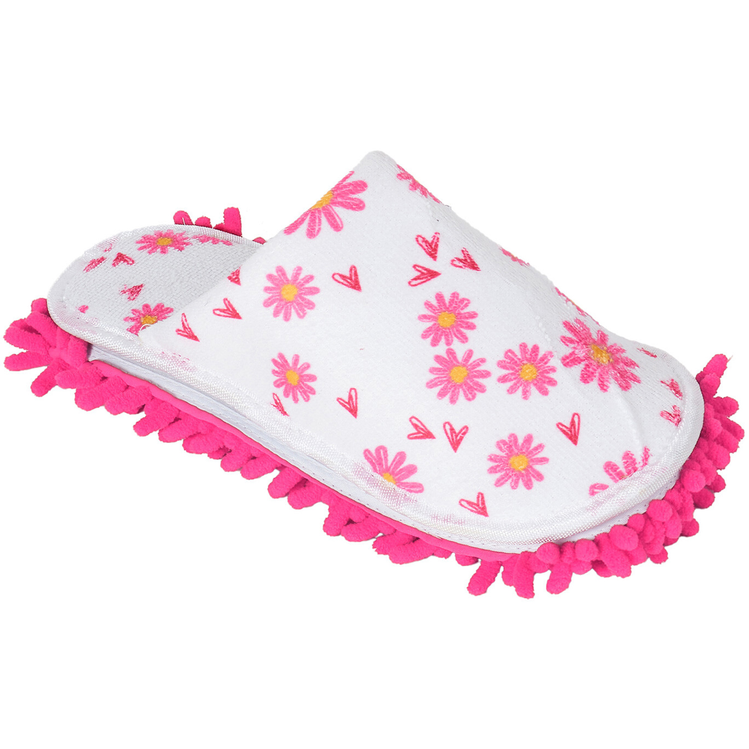 Daisy Pink Chenille Cleaning Slippers Image 1