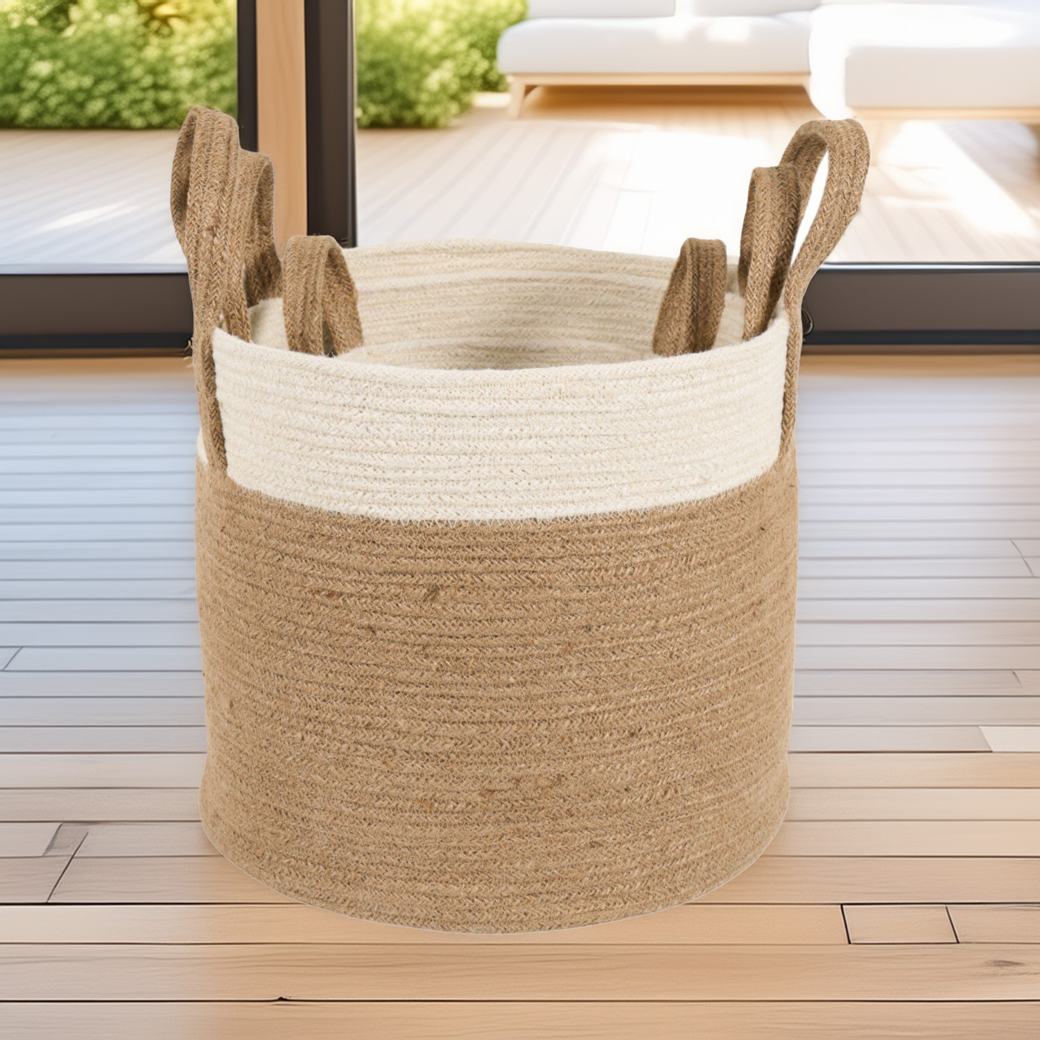 Set of 3 Woven Storage Baskets Natural Image 2