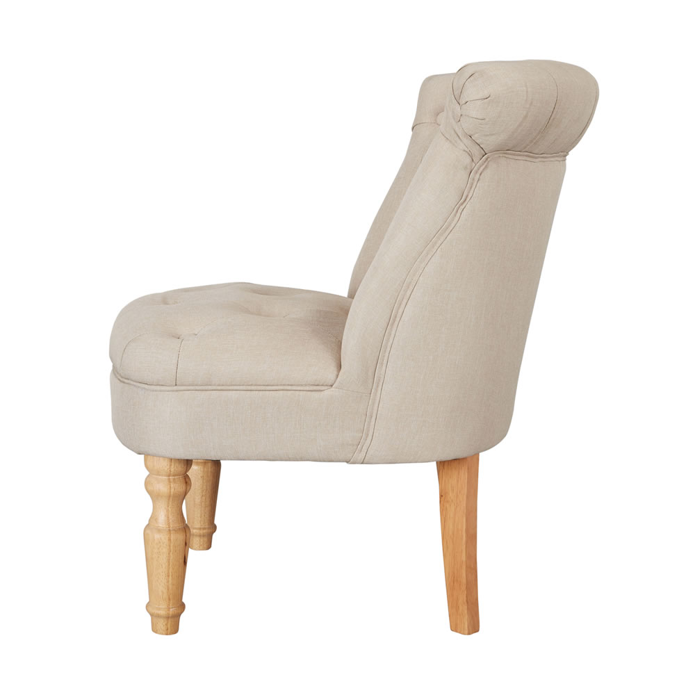 Charlotte Beige/Oak Vintage Boudoir Style Occasional Chair Image 2