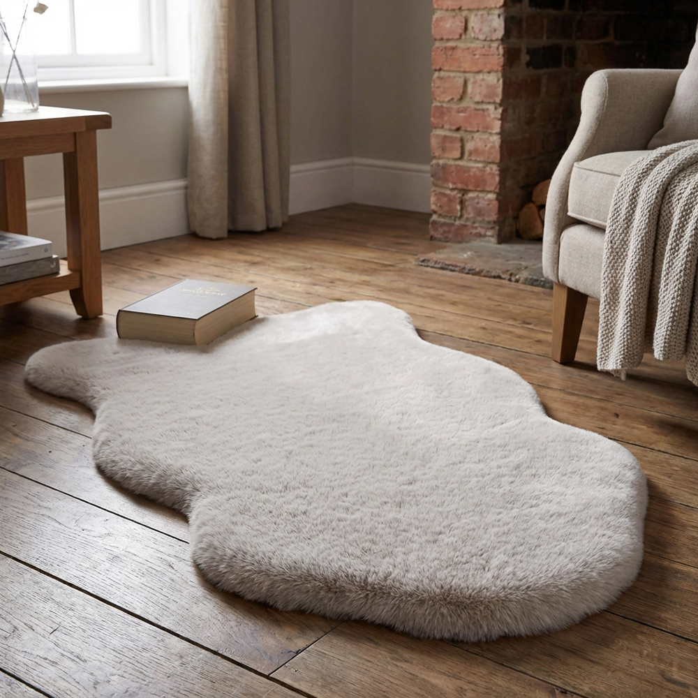 Mink Faux Rabbit Fur Rug 90cm Image 6