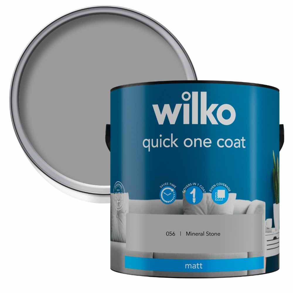 Wilko Quick One Coat Mineral Stone Matt Emulsion Paint 2.5L Image 1