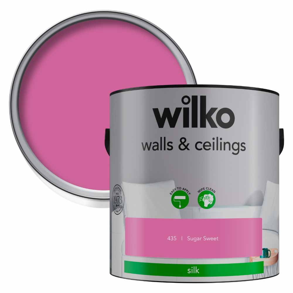 Wilko Walls & Ceilings Sugar Sweet Silk Emulsion Paint 2.5L Image 1