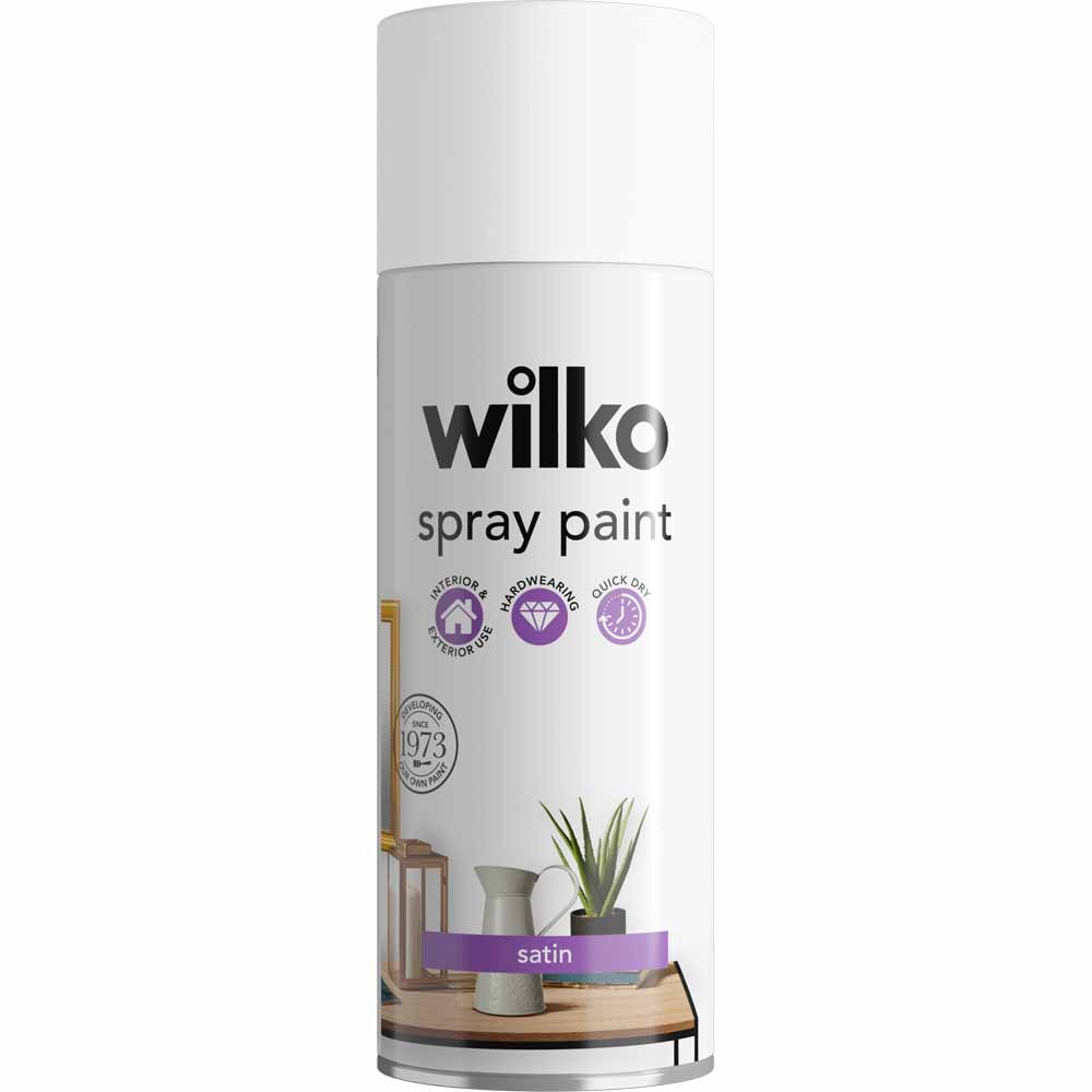 Wilko Enamel Spray Satin White 400ml Image 1