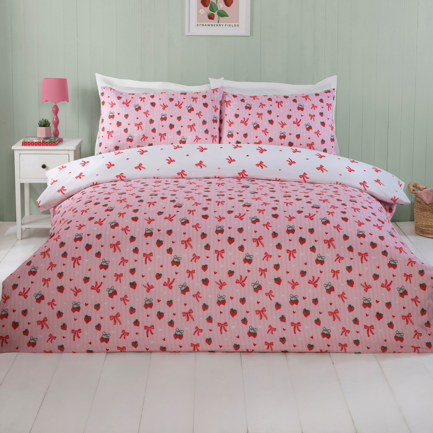 Lacey Design Duvet Set Pink Single Image 1