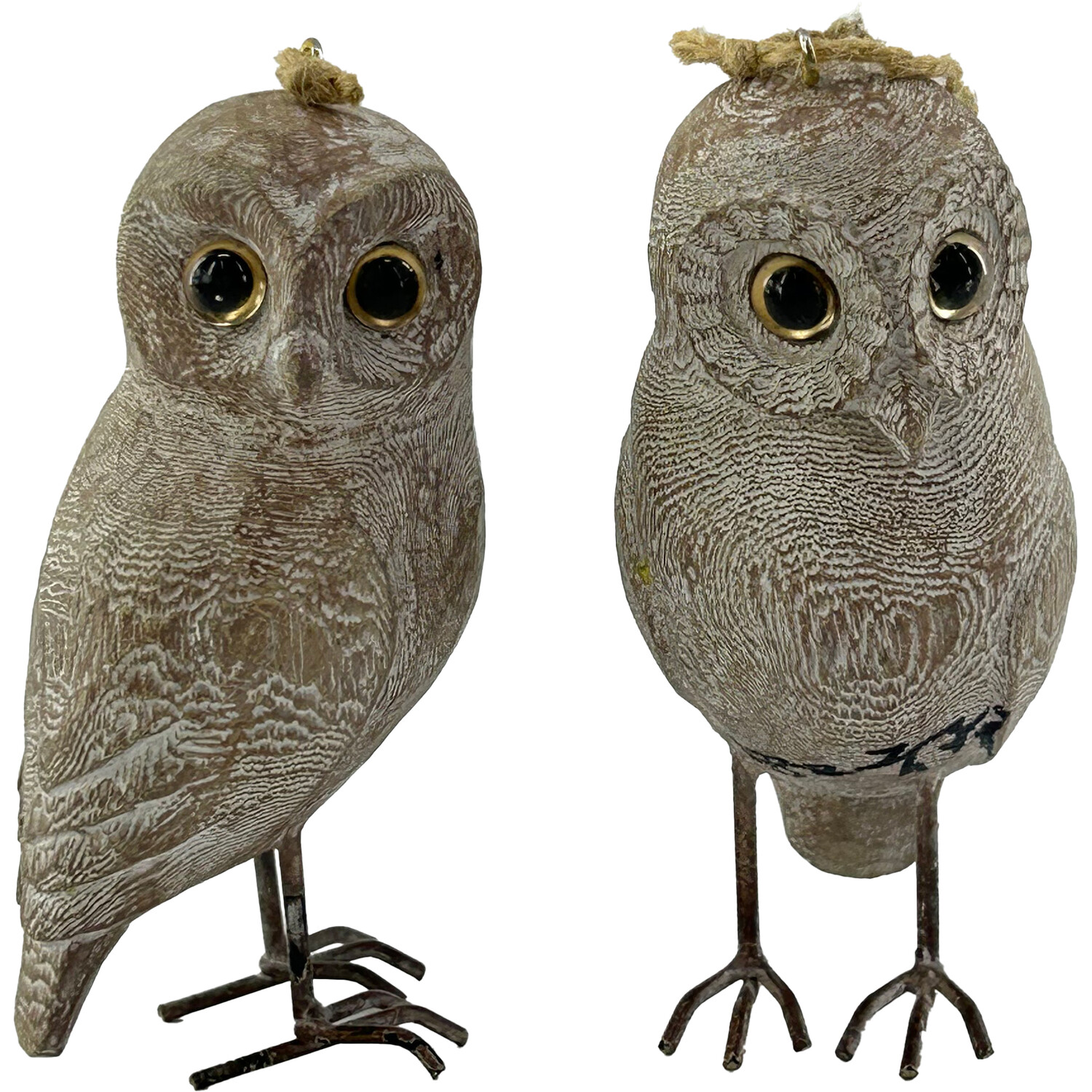 Wood Effect Carved Owl Standing Decoration Image 2