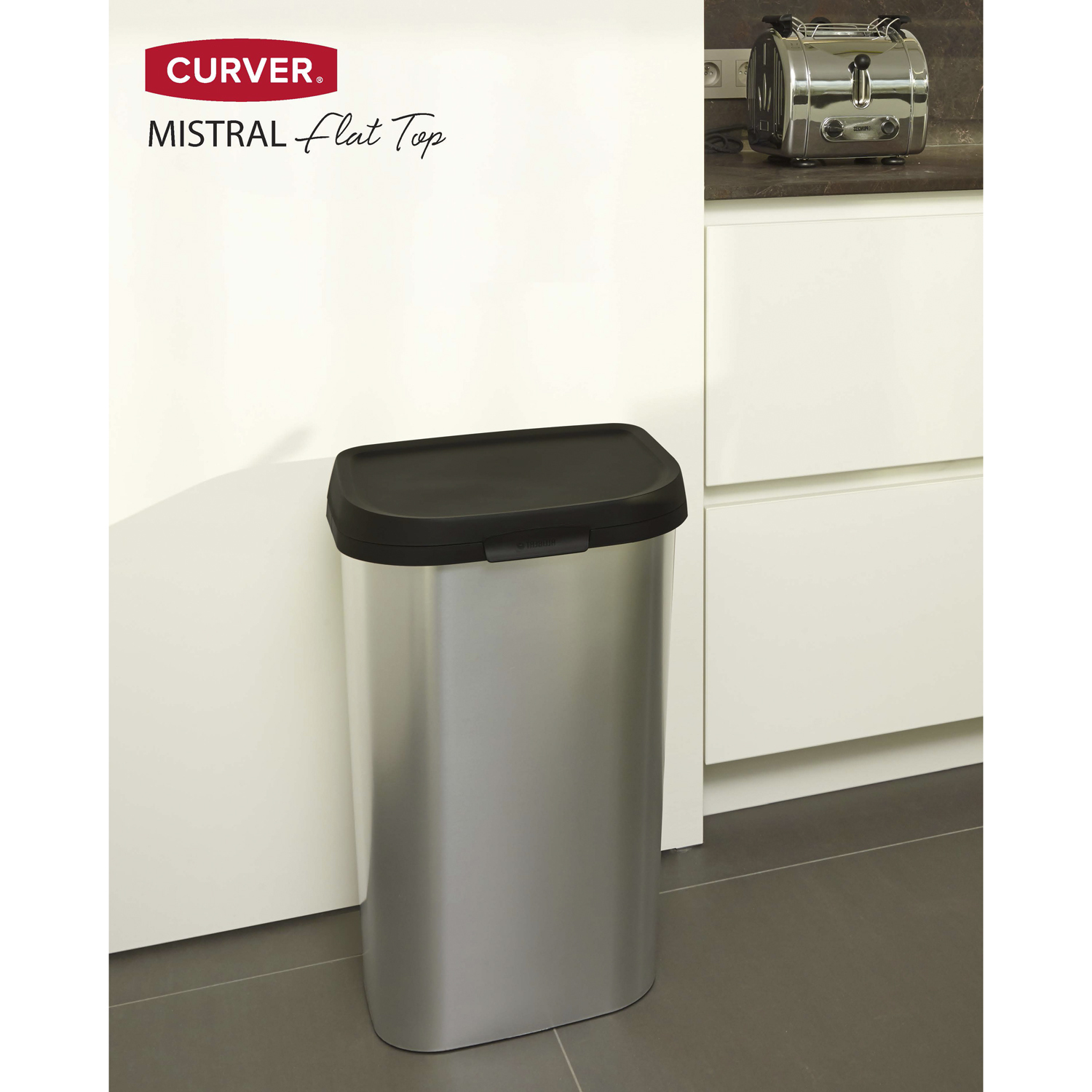 Curver Metal Effect Silver Mistral Swing Bin 50L Image 4