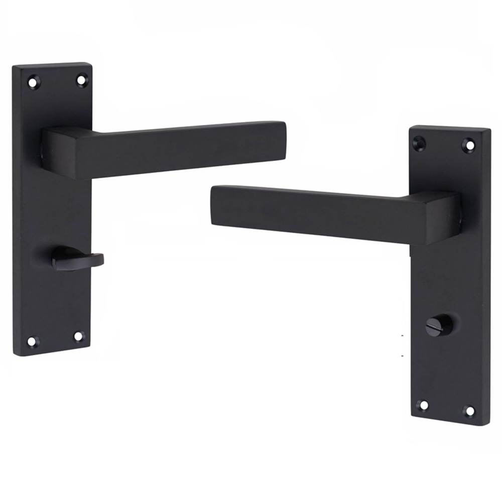 Golden Grace Matt Black Victorian Straight Delta Bathroom Door Handle 64mm 150 x 40mm Image 2