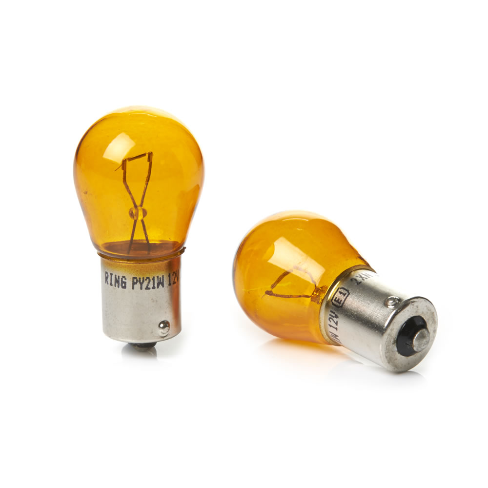 Ring Automotive Essentials 12V 21WFRW581 Indicator Bulbs 2 pack  - wilko Set of two amber bulbs for indicators, suitable for most 12V vehicles including cars, vans, caravans, motorhomes and more. Designed and manufactured to original  equipment specification and suitable for most makes and models. High quality bulbs from the UK's leading auto bulb company. Ring Automotive Essentials 12V 21WFRW581 Indicator Bulbs 2 pack