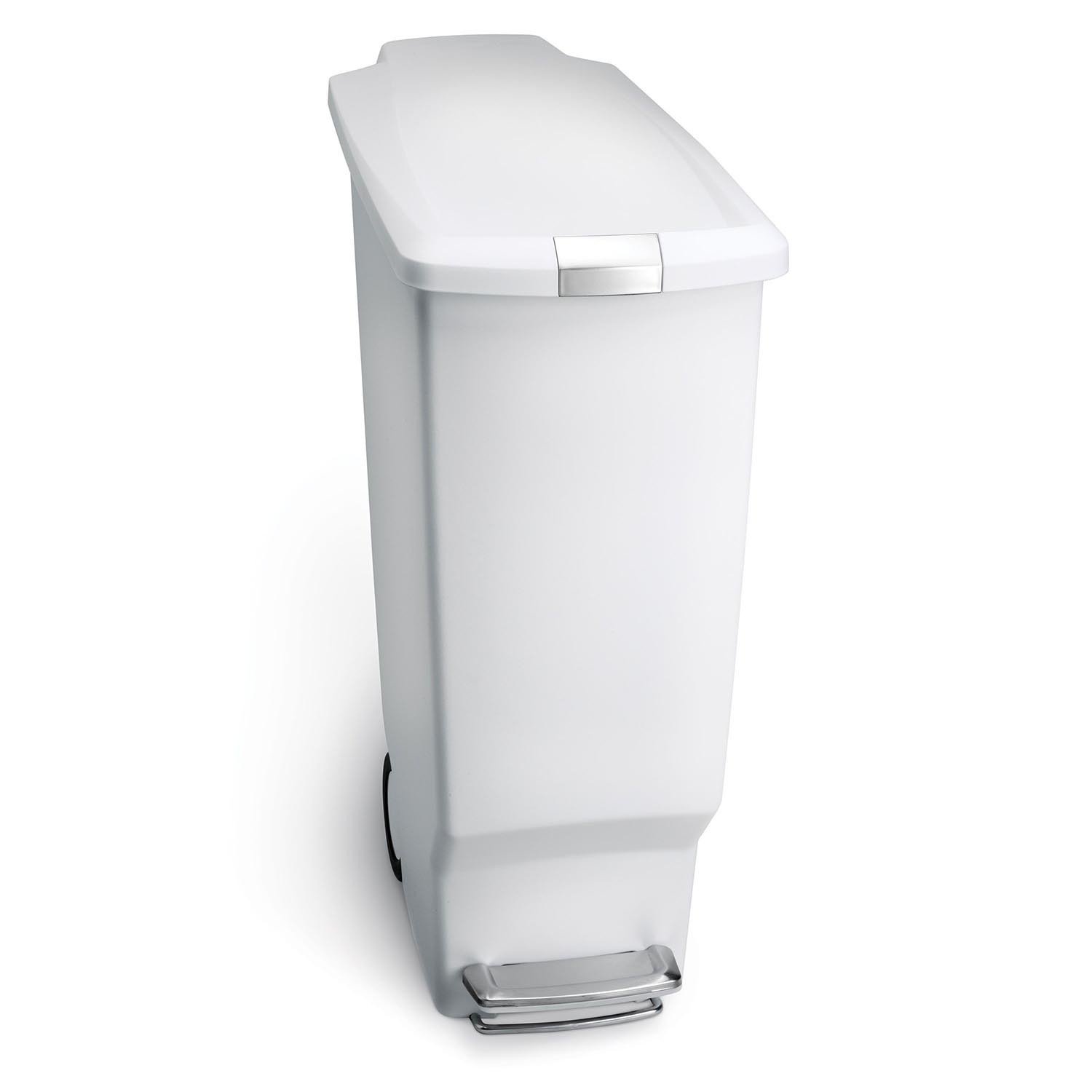Simplehuman Slim White Plastic Pedal Bin 40L Image 1