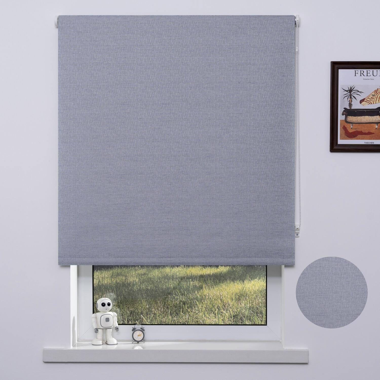 Blackout Textured Blind - Blue Weave / 120cm Image 4