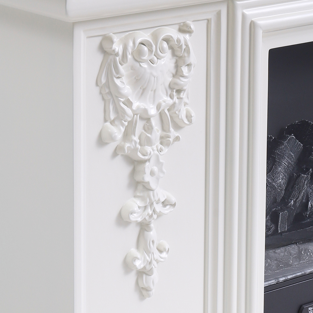 Living and Home 7 Flame Colour Natural Resin Carved TV Stand Electric Fireplace with Remote Image 5