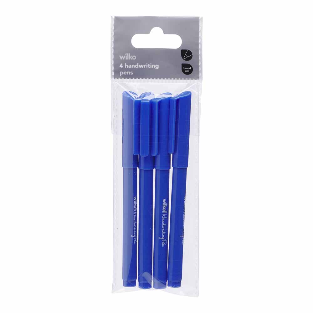 Wilko Blue Handwriting Pen 4 pack Image