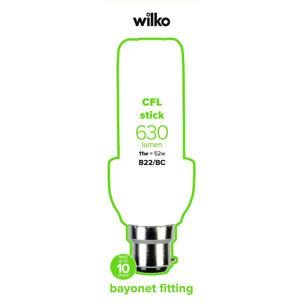 Wilko Energy Saving Bulb CFL Stick BC 11W 1pk Image 2