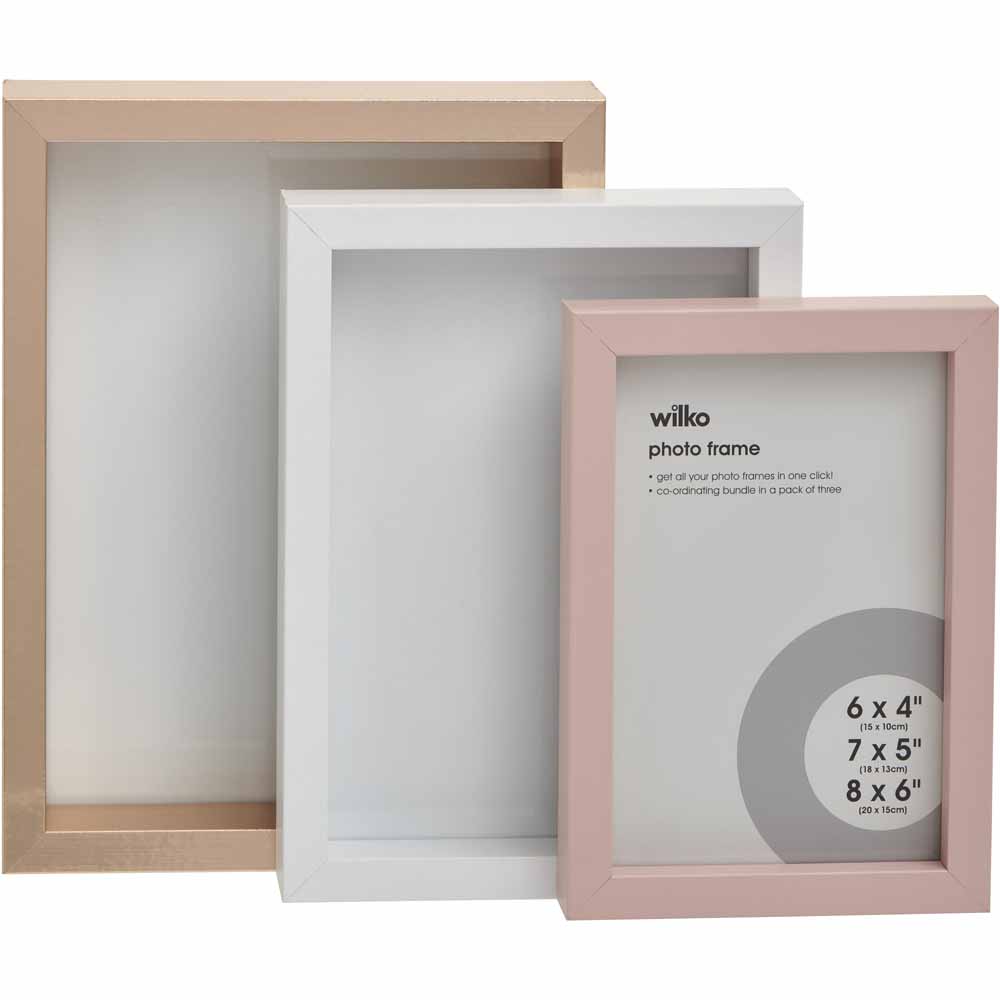 Wilko Blush Multi Photo Frame 3pk Wilko
