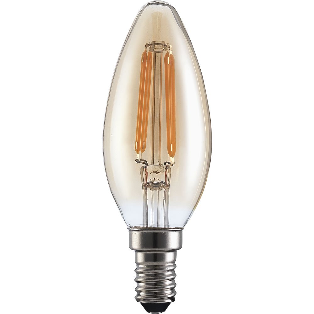 TCP 1 pack Small Screw E14/SES Vintage LED 4W 370 Lumens Candle Filament Bulb Image 2