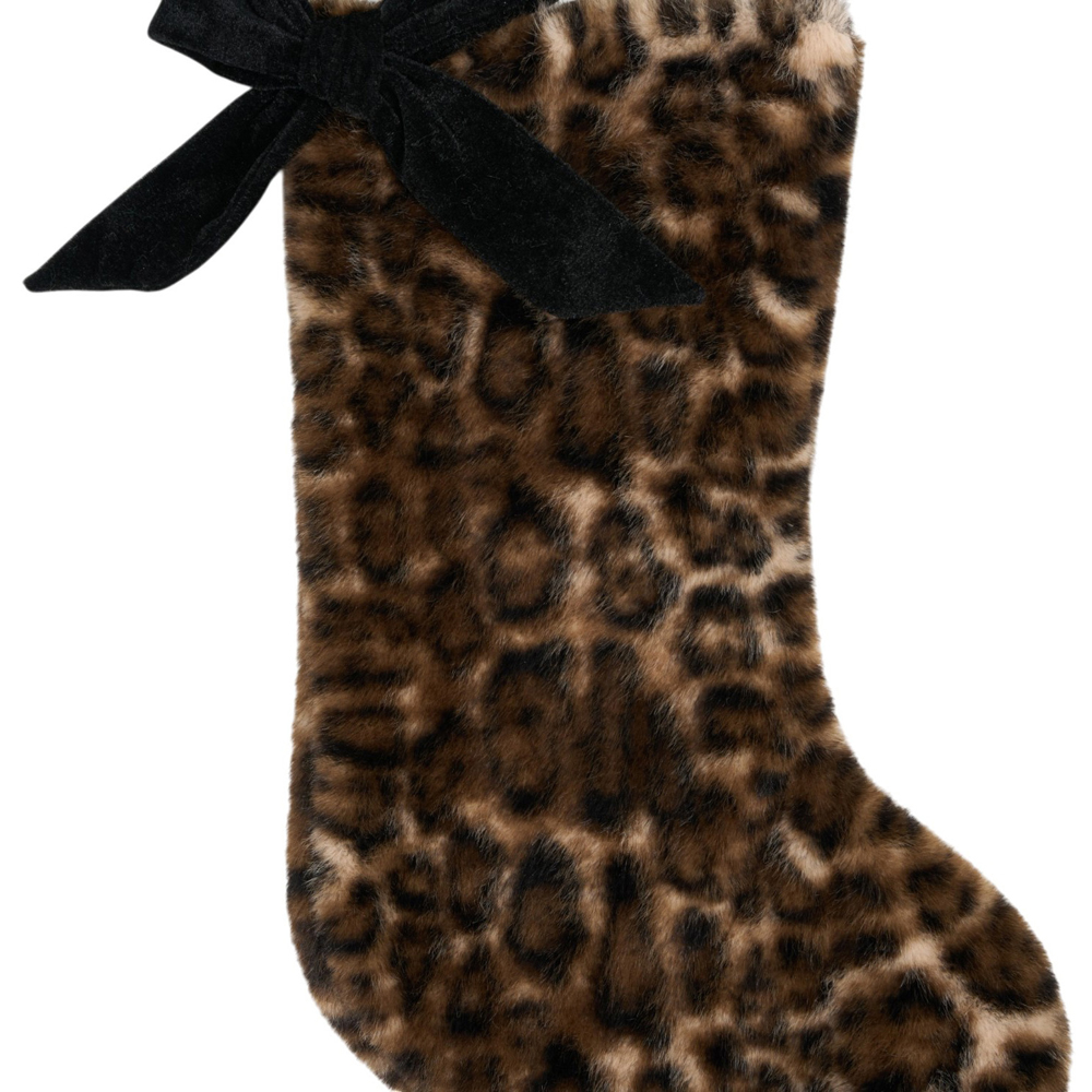 Faux Fur Leopard Print Stocking Image 3