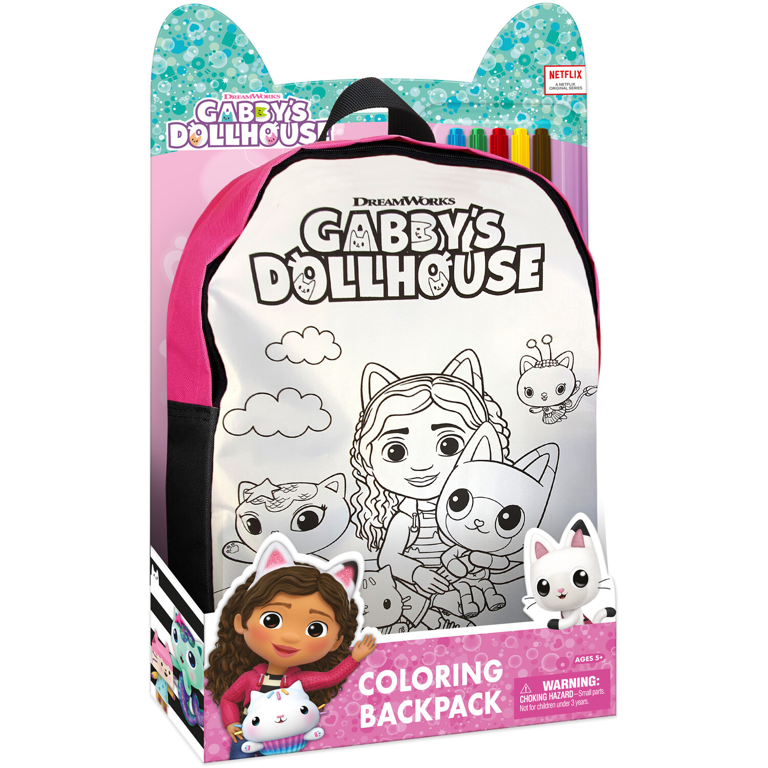 Gabby's Dollhouse Colour-In Backpack - Pink Image 1