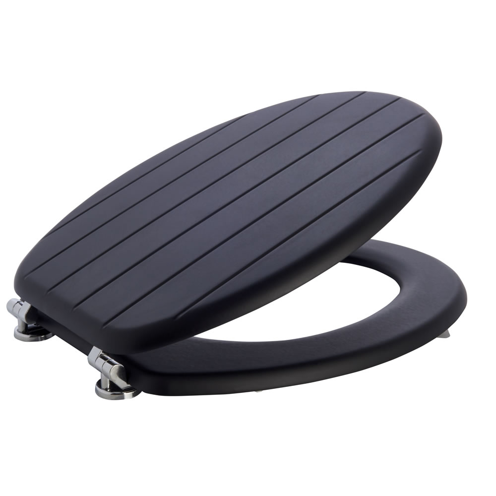 Wilko Groove Black Toilet Seat Wilko