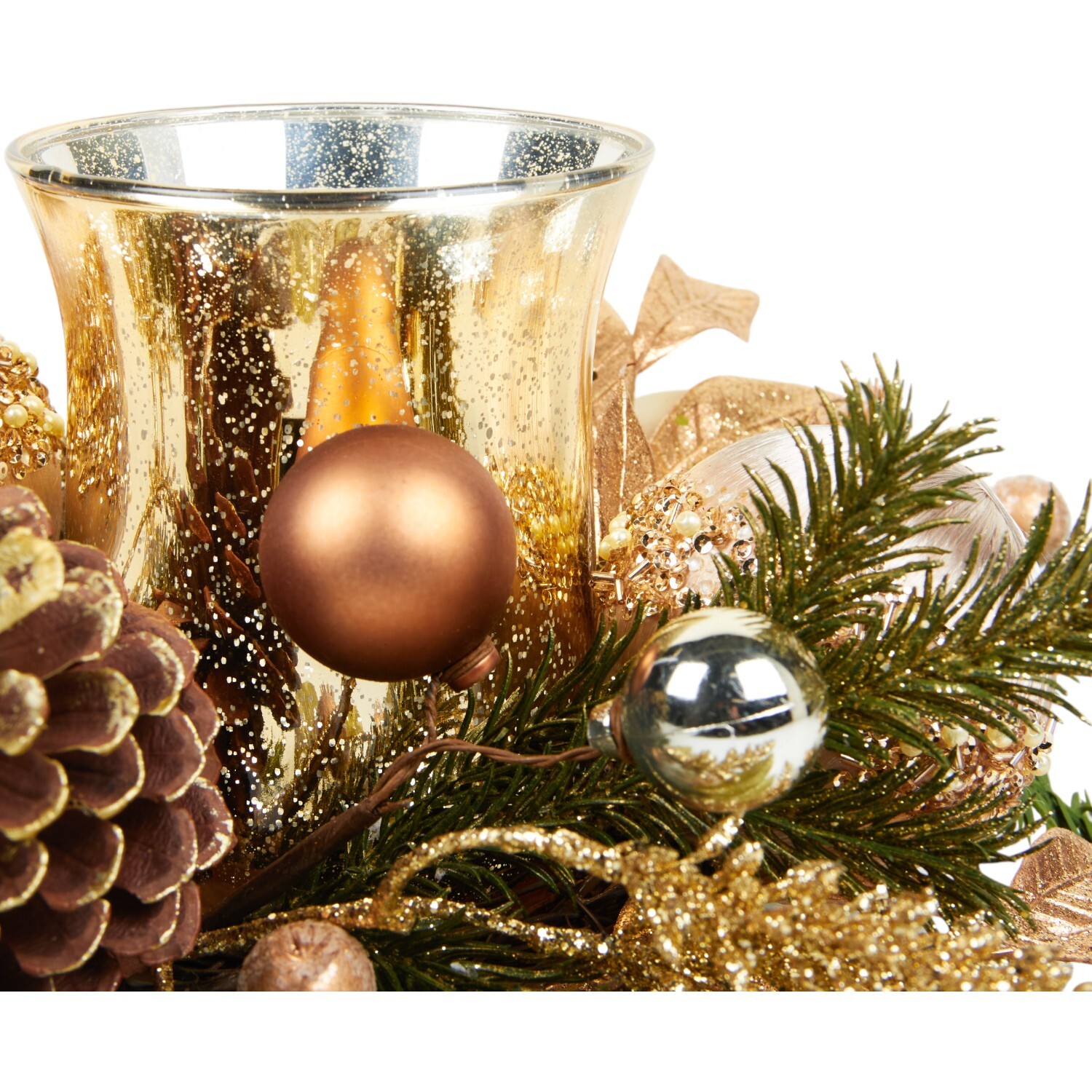 Pinecone and Bauble Candle Ring Gold Image 5