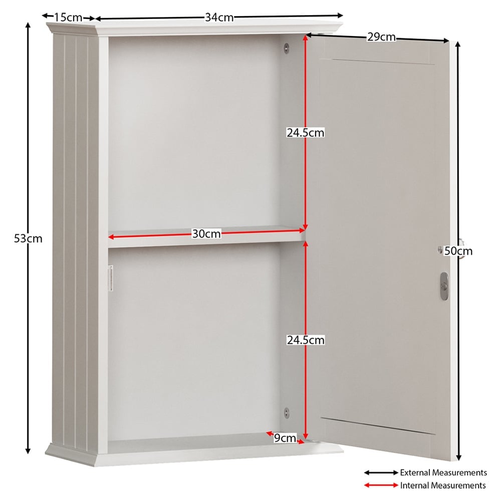 Bath Vida Priano White Single Door Mirror Bathroom Cabinet Image 9