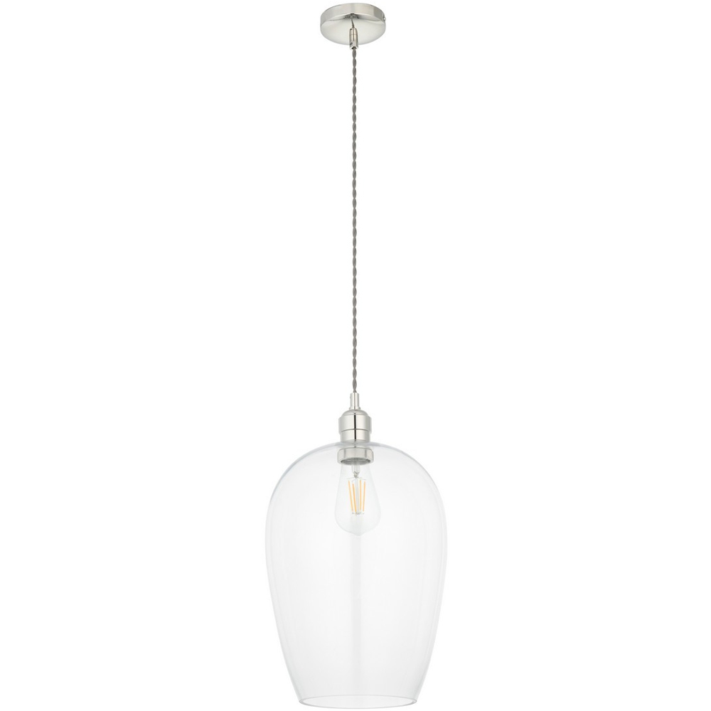 Merano Livorno Clear Glass Bright Nickel Plate Pendant Ceiling Lamp Image 1
