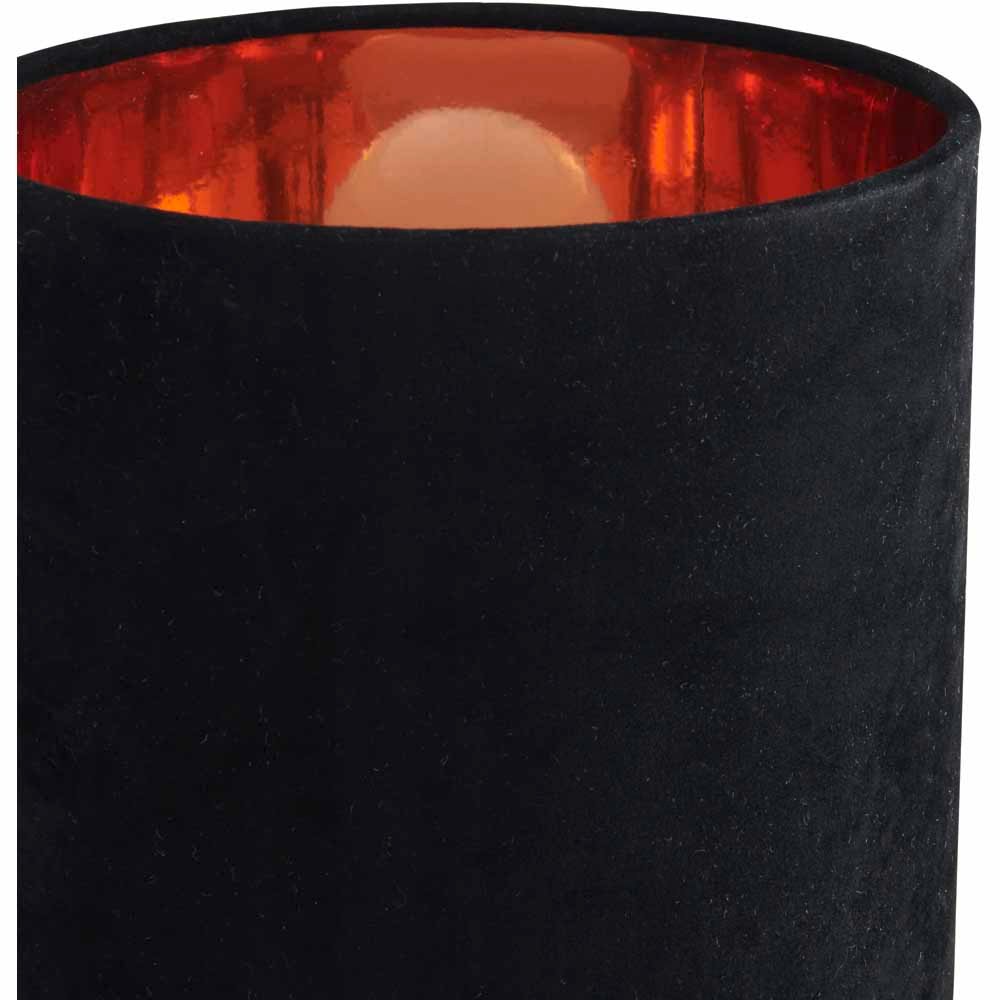 Wilko Black Copper Velvet Table Lamp Image 2