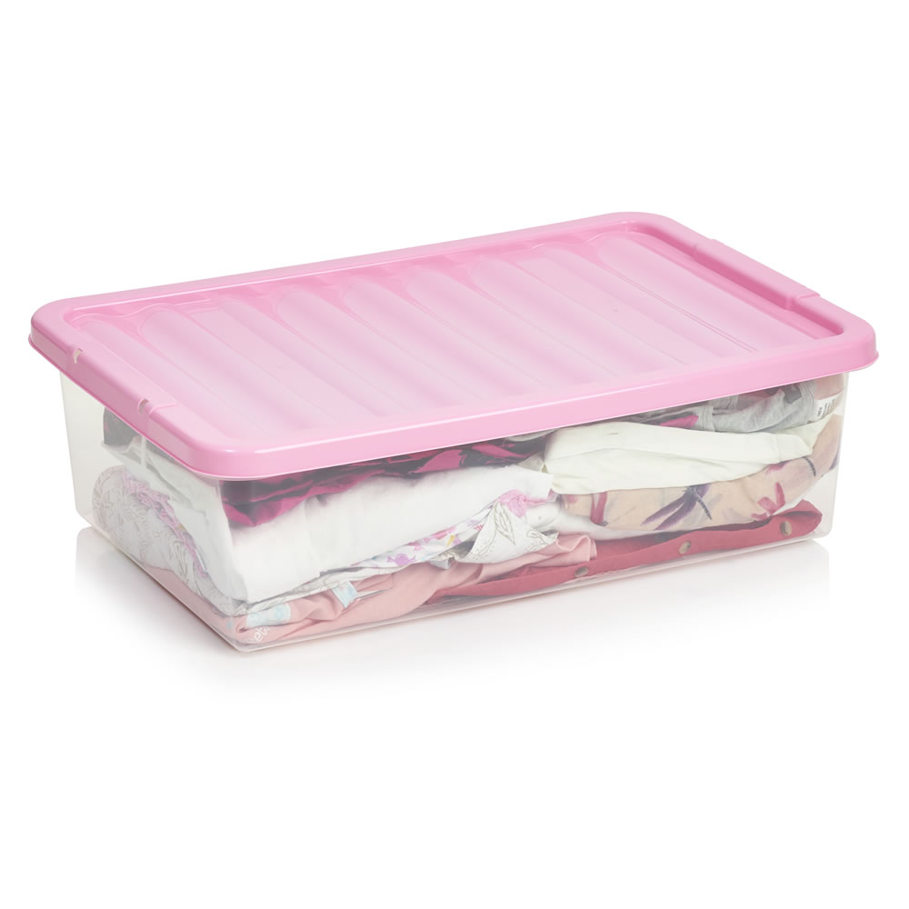 Wilko Underbed Box Pink 32L Wilko