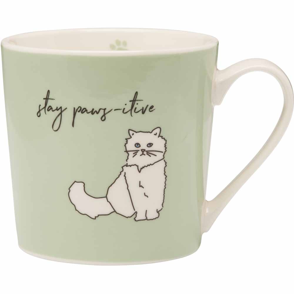 Wilko 'Stay Pawsitive' Cat Mug Image 1