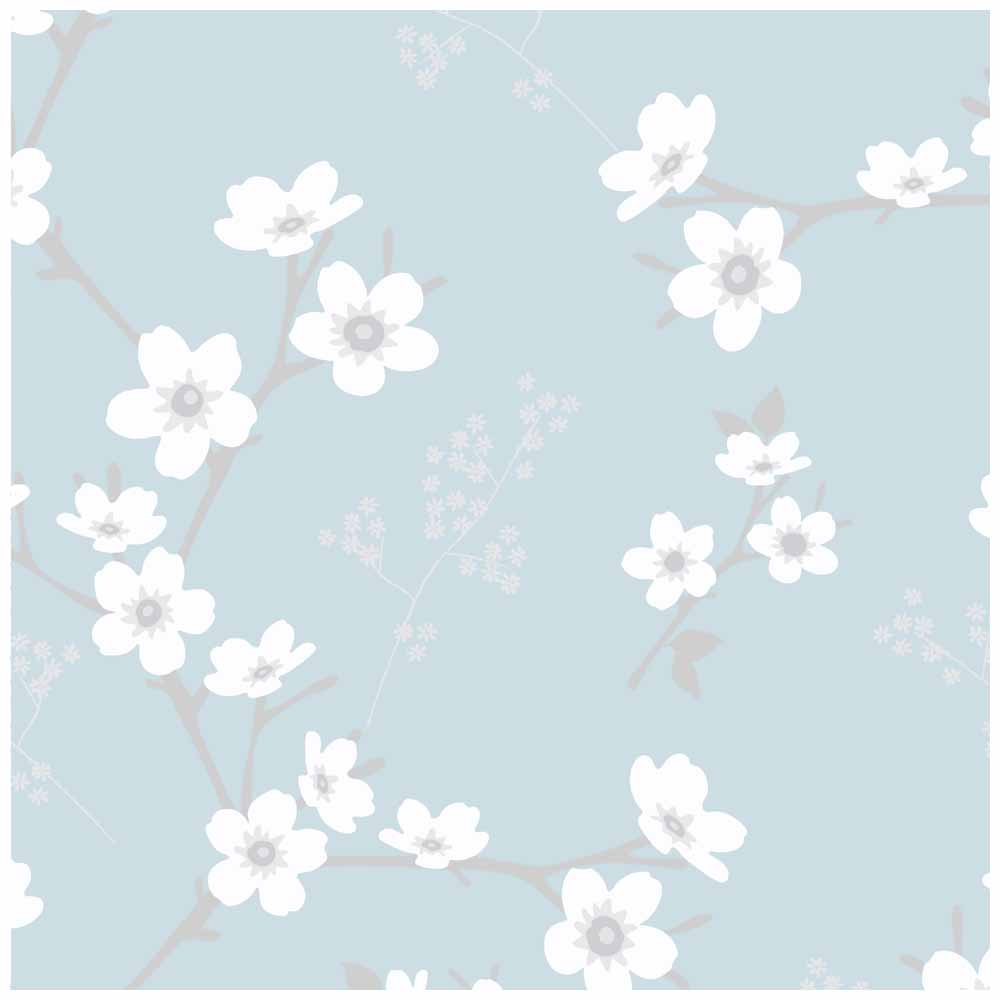 Wilko Cherry Blossom Duck Egg Wallpaper Image 1