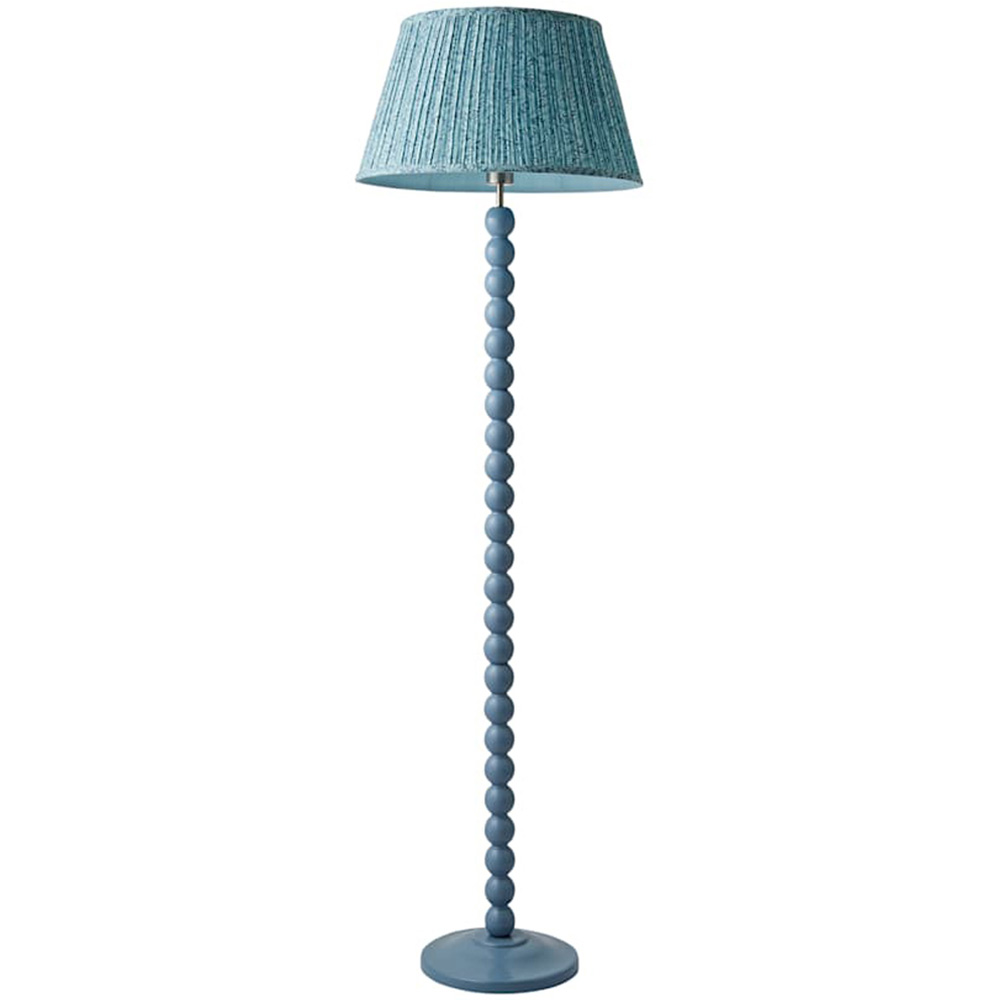 ValueLights Leaf Pleated Shade Pastel Blue Bobbin LED Floor Lamp with Bulb Image 1