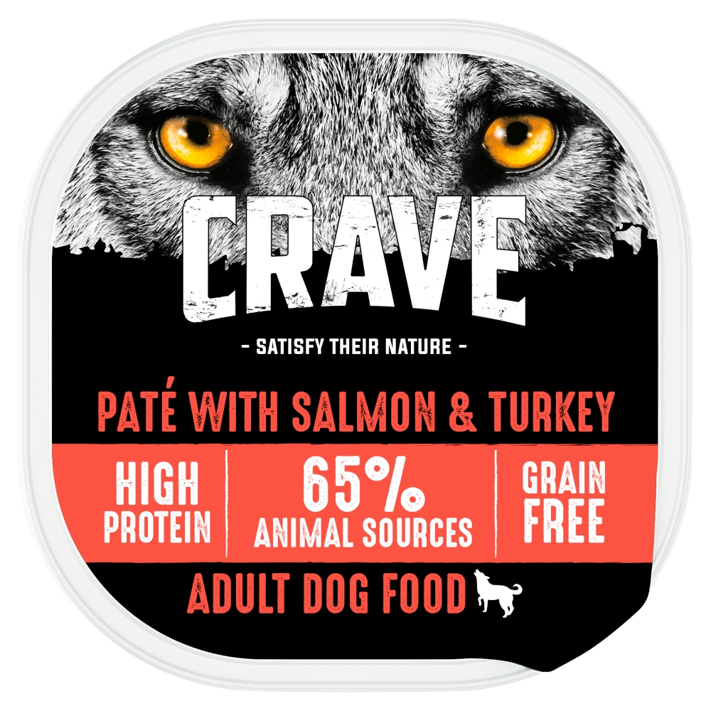 Crave Natural Complete Adult Dog Food Tray Pâté with Turkey & Salmon 300g Image 1