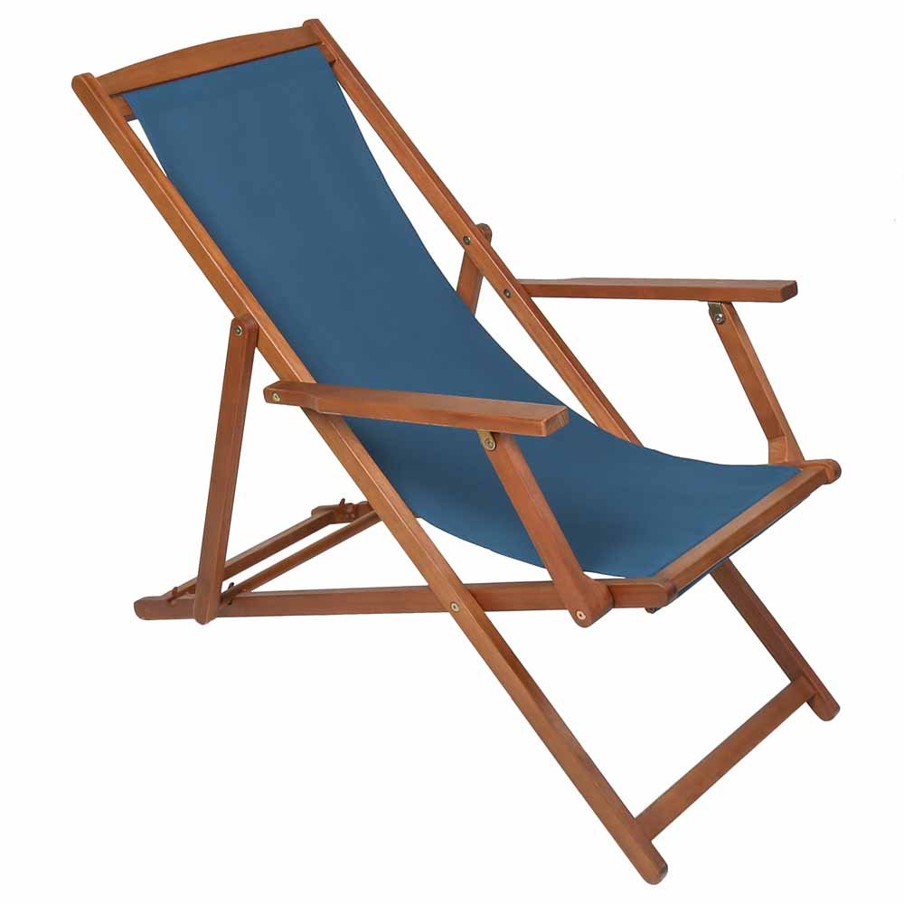 Charles Bentley Eucalyptus Wooden Deck Chair Teal Image 2