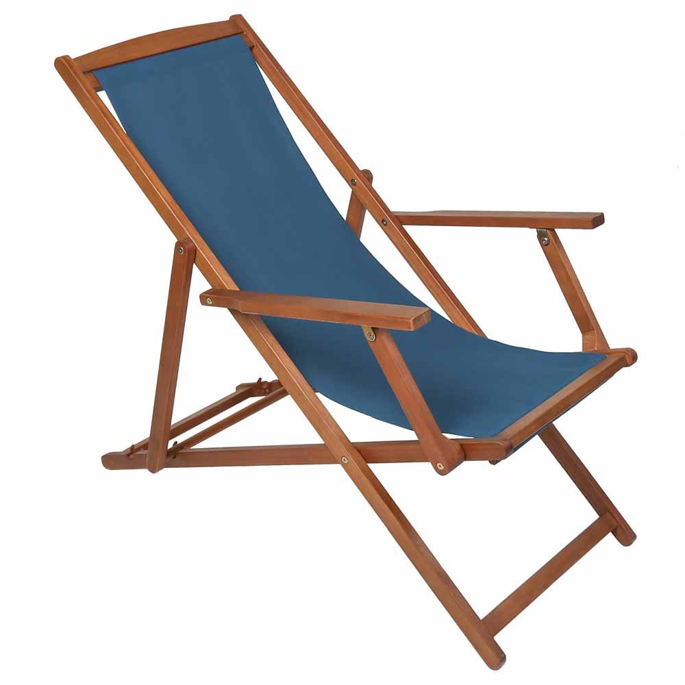 Charles Bentley FSC Eucalyptus Wooden Deck Chair Teal Image 1