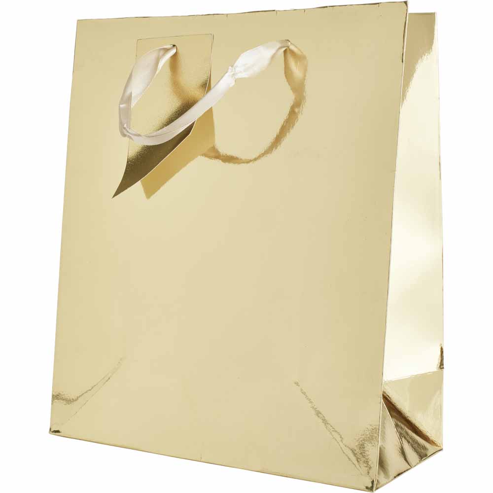 Wilko Luxe Sparkle Gold Christmas Gift Bag Medium Image 2