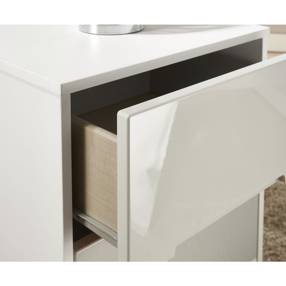 Malaga White and Grey 2 Drawer Bedside Cabinet Image 2