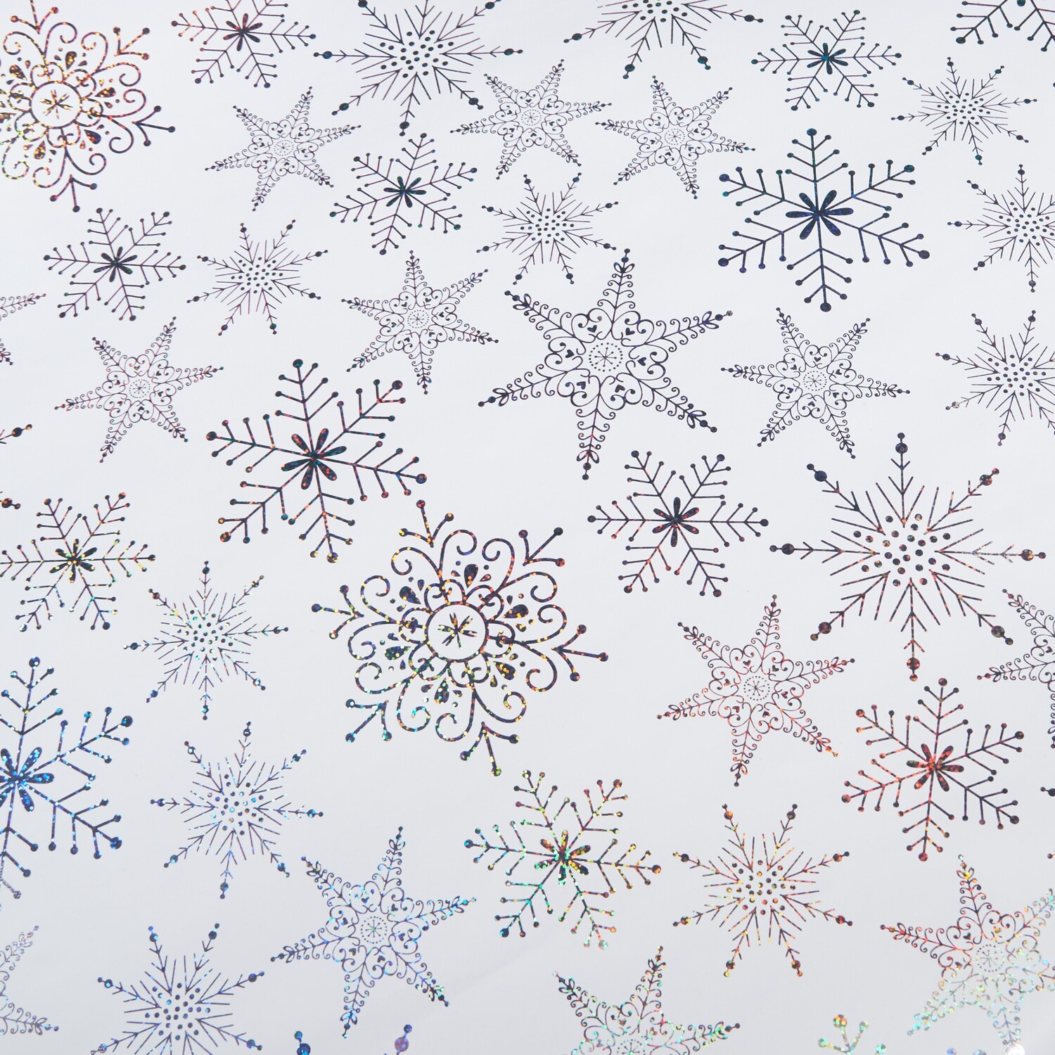Luxury Iridescent Snowflake Gift Wrap White Image 2