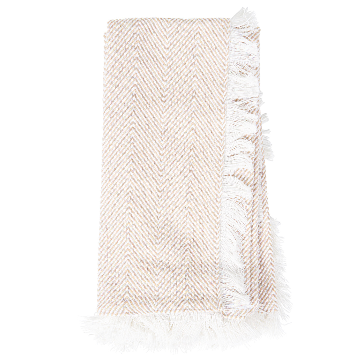 Pack of 2 Fringe Tea Towels - Beige and Cream Image 2