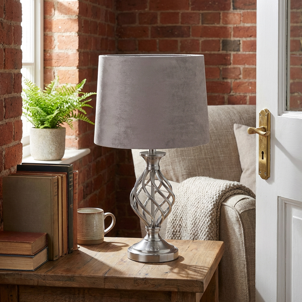 Alessia Velvet Effect Shade Twist Table Lamp Image 3
