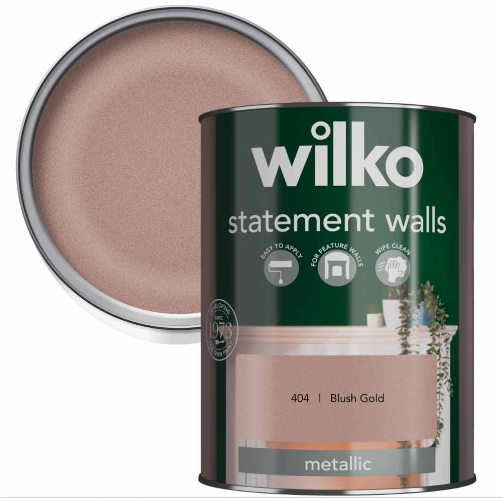Wilko Statement Walls Blush Gold Metallic Emulsion Paint 1.25L Image 1