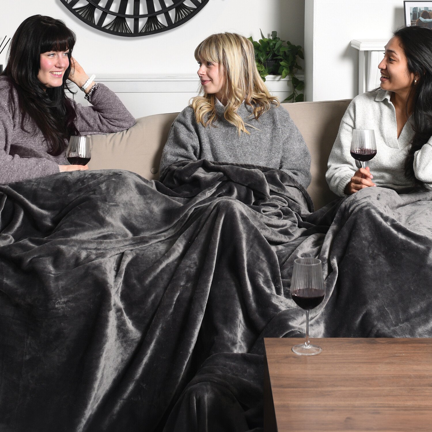 Family Sized Throw Charcoal Image