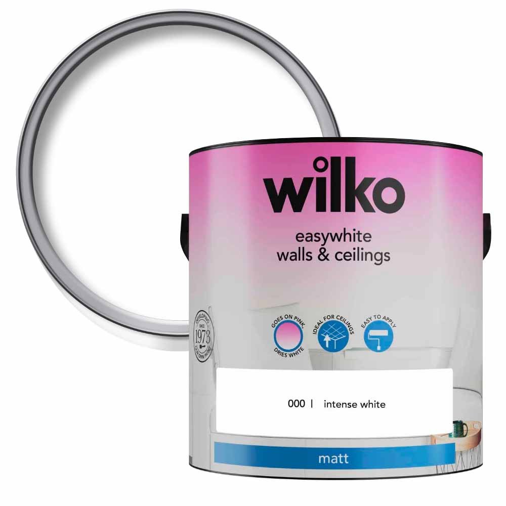 Wilko Easywhite Walls & Ceilings Intense White Matt Emulsion Paint 2.5L Image 1