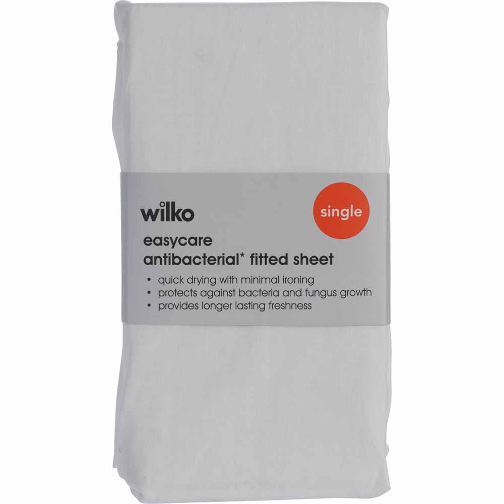 Wilko Single White Anti-bacterial Fitted Bed Sheet Image 4