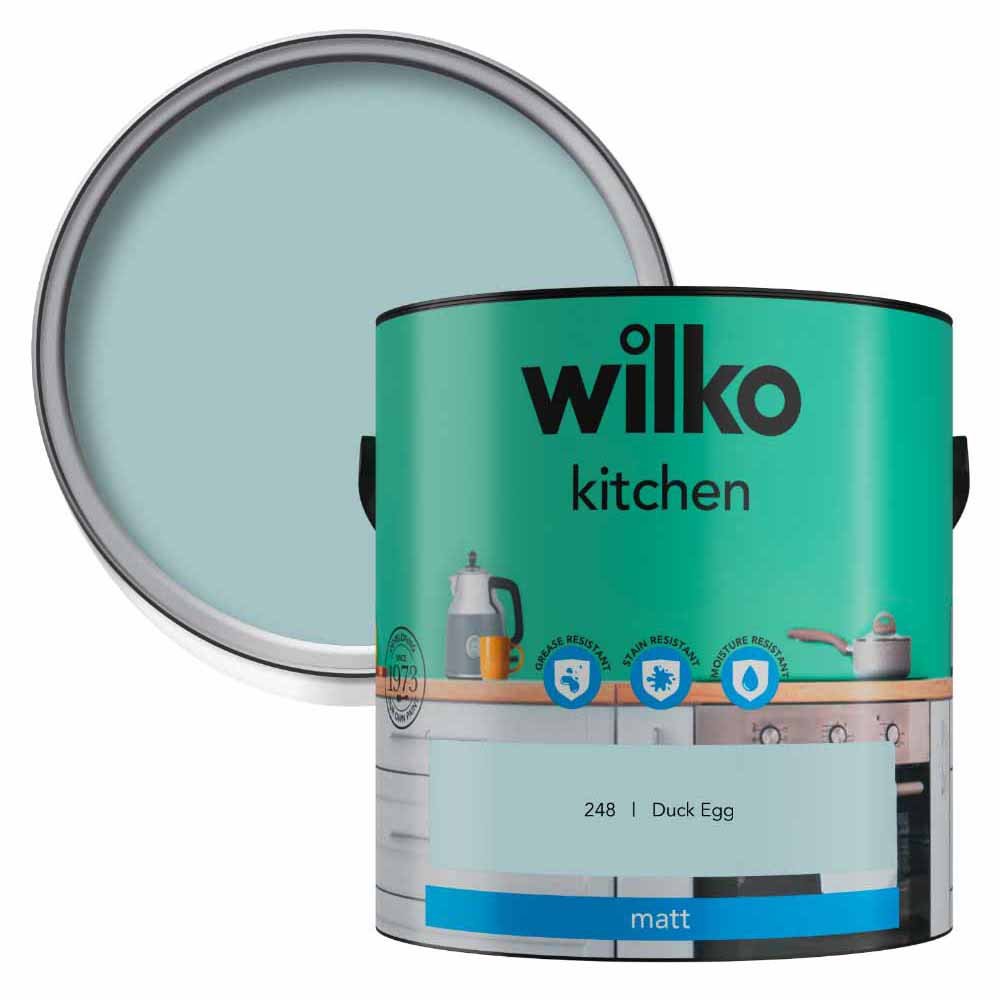 Wilko Kitchen Duck Egg Matt Emulsion Paint 2.5L Wilko